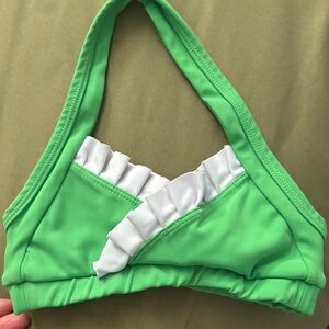 Five Dancewear Green and White Ruffled Dance Top